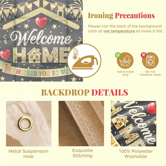 Welcome Home Banner Backdrops for Wall, 72x43 in We Missed You So Much Sign for - Image 3