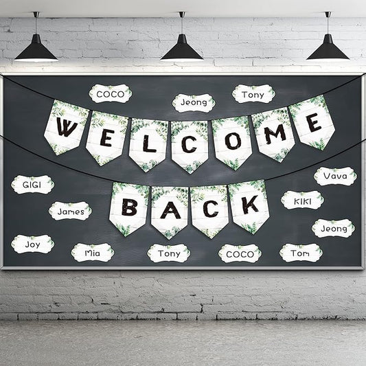 Welcome Back Banner for Classroom Decorations, Eucalyptus Welcome Bulletin by Chinco