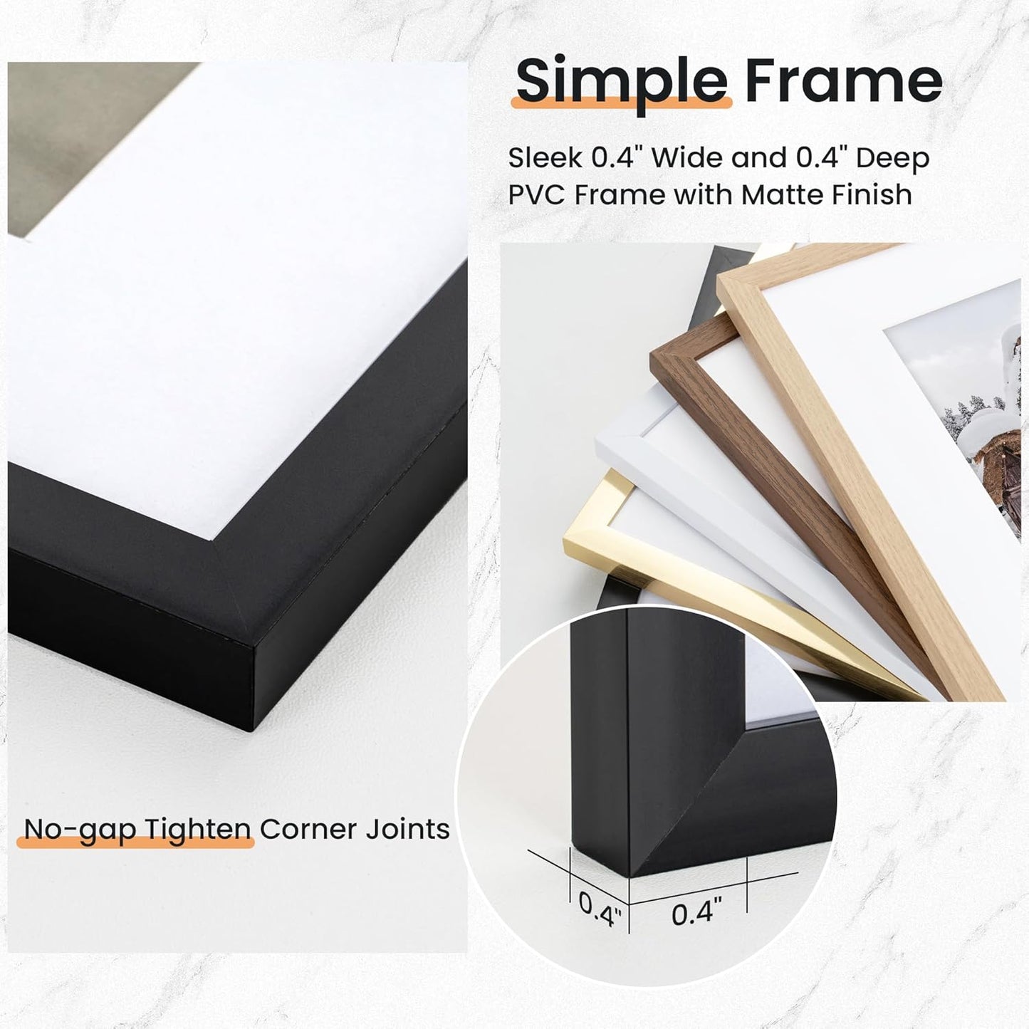 16x24 inch Picture Frame, 16x24 Photo Frames with 12x18 Removable Mat - High Definition Plexiglass - Vertical and Horizontal Display - Wall Hanging Poster Frame - Black, 5 Pack