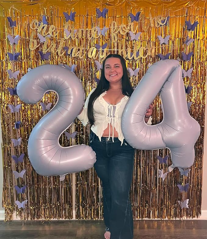 Number 9 Balloons 40 Inch for 9 19 Birthday Decorations, Cream Purple | Jumbo - Image 4