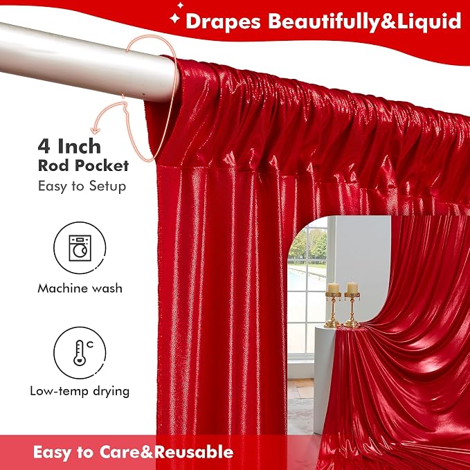 10x10ft Shimmer Red Sequin Backdrop Curtain - Image 7