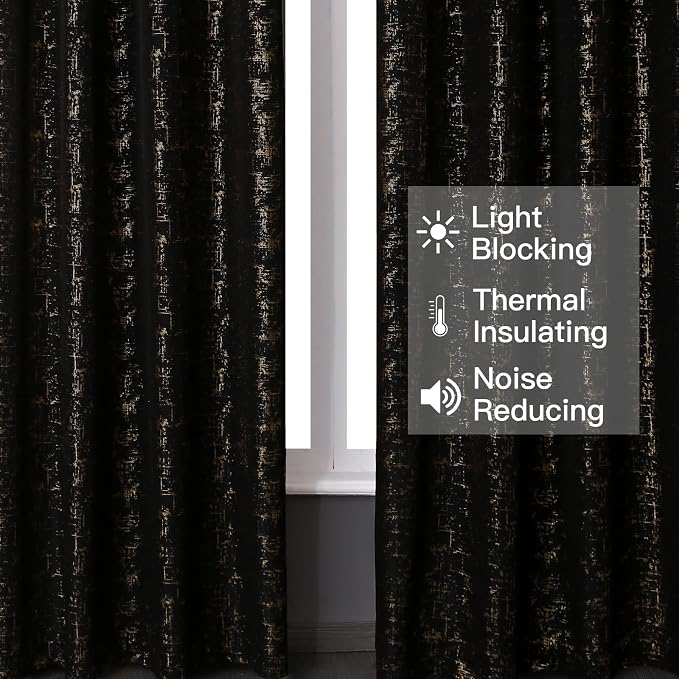 Taisier Home Gold Foil Print Linen Textured Curtains Geometric Dots Pattern - Image 4