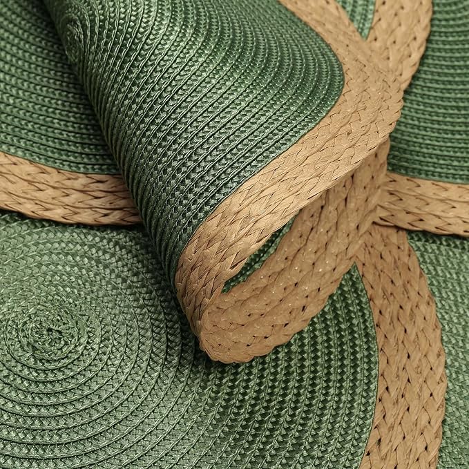 Round Placemats Set of 8, Woven Table Mats, Wide Edge, 15 Inch Diameter - Image 3