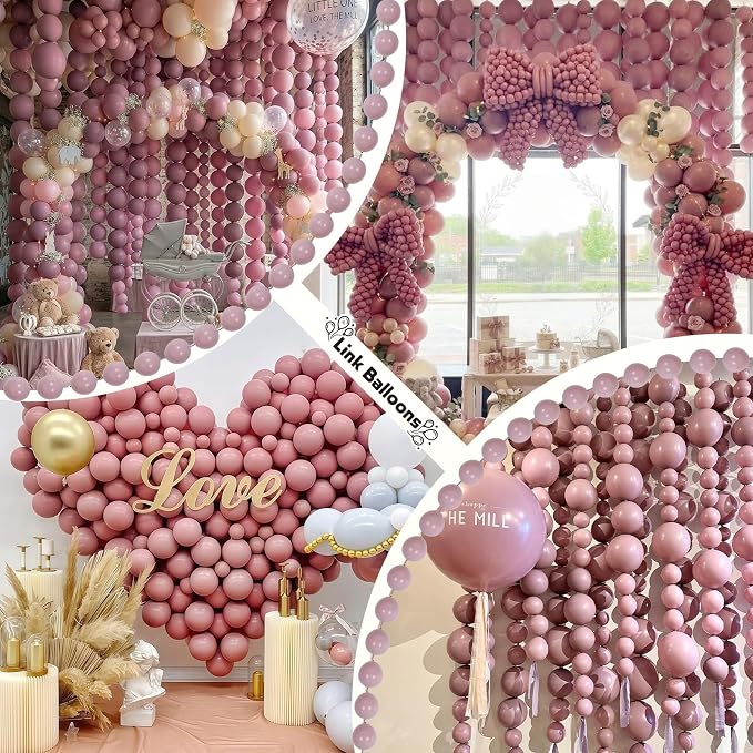 Dusty Pink Linking Balloons, Quick Linked Balloon - Image 9