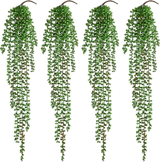 4Pcs Artificial Hanging Plants for Outdoors, Fake Vines Greenery | UV Resistant by Waipfaru