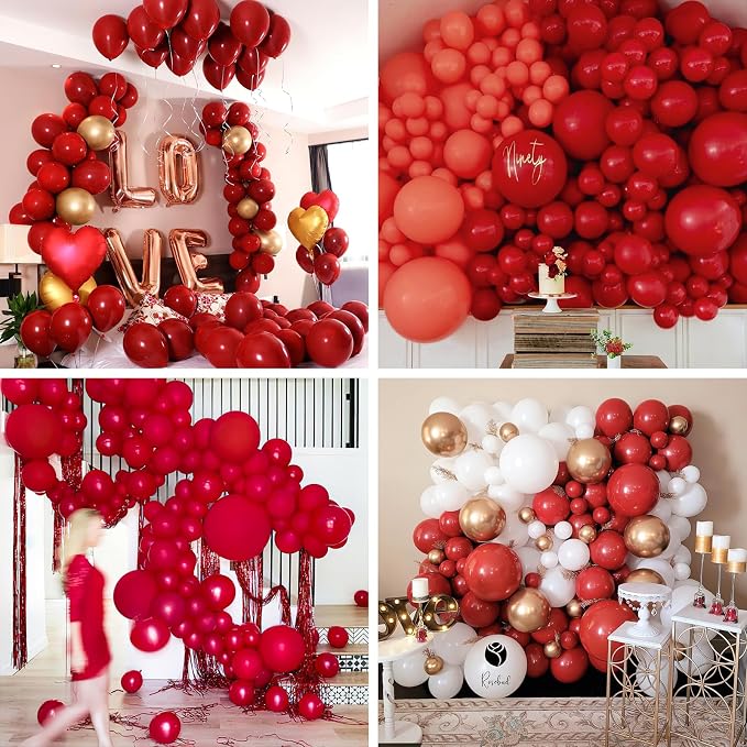 PartyWoo Burgundy Balloons 101pcs Dark Red Maroon Ruby Red Color | Balloons - Image 6