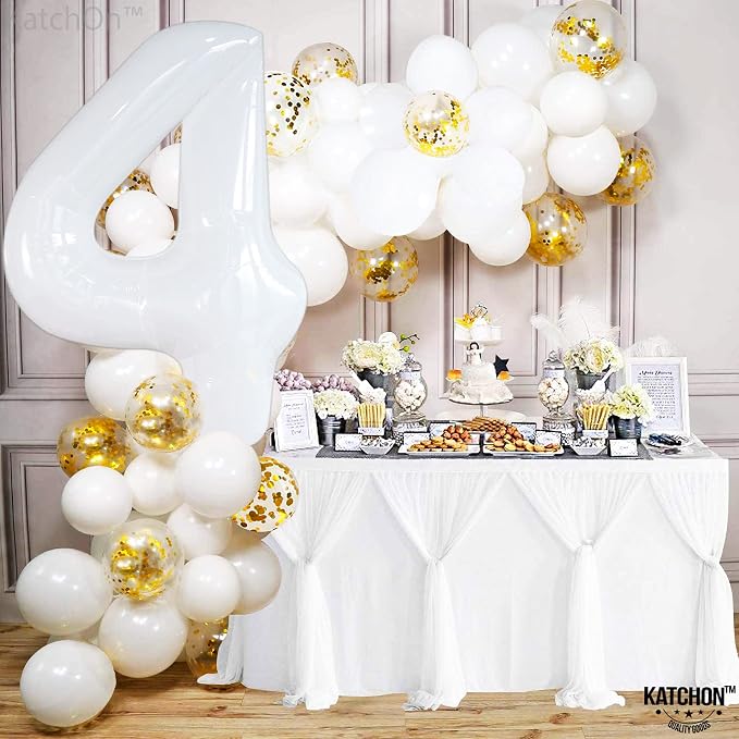 KatchOn White Number 4 Balloon 40 Inch, Unicorn Birthday - Image 5