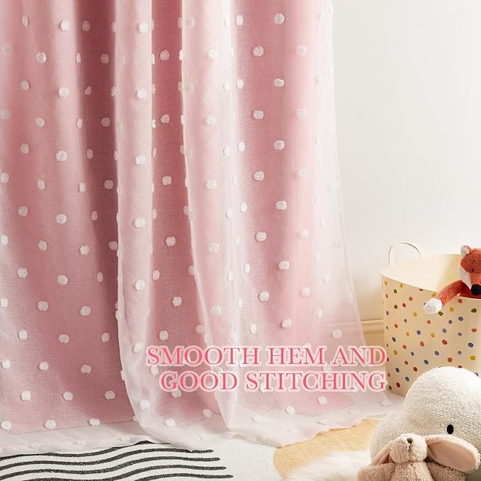 PONY DANCE Pink Curtains for Living Room 96 Inches Long, 52W x 96L | Thermal - Image 5