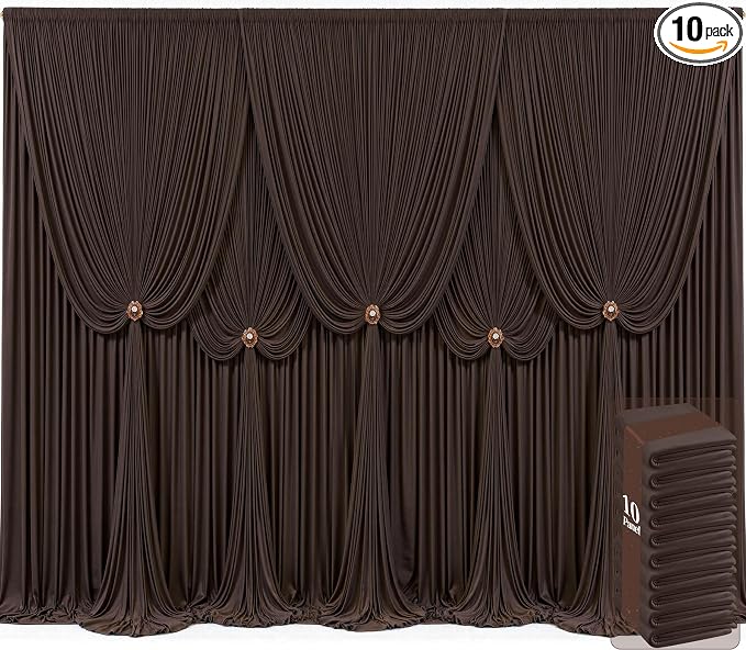 10 Panels Brown Backdrop Curtains by Tao-GePartyDecorations