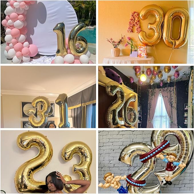 Light Gold Number 66 Foil Balloons 40 Inch Champagne Gold 66 Mylar Balloon | - Image 3