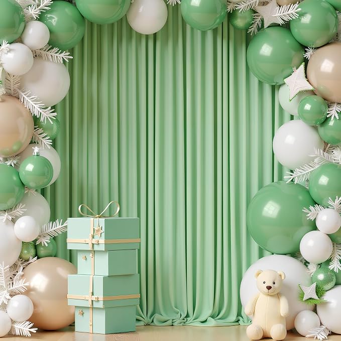 Sage Green Backdrop Curtain for Parties Backdrop Drapes 10x8FT | Wrinkle Free - Image 4