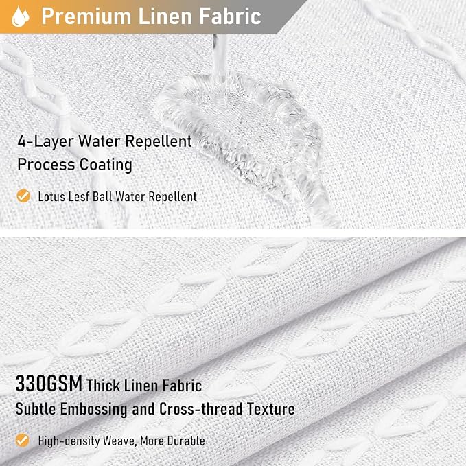 48 x 72 Boho Famrhouse Linen Heavy Duty Cloth Shower Curtain, 330GSM Linen Blend - Image 4