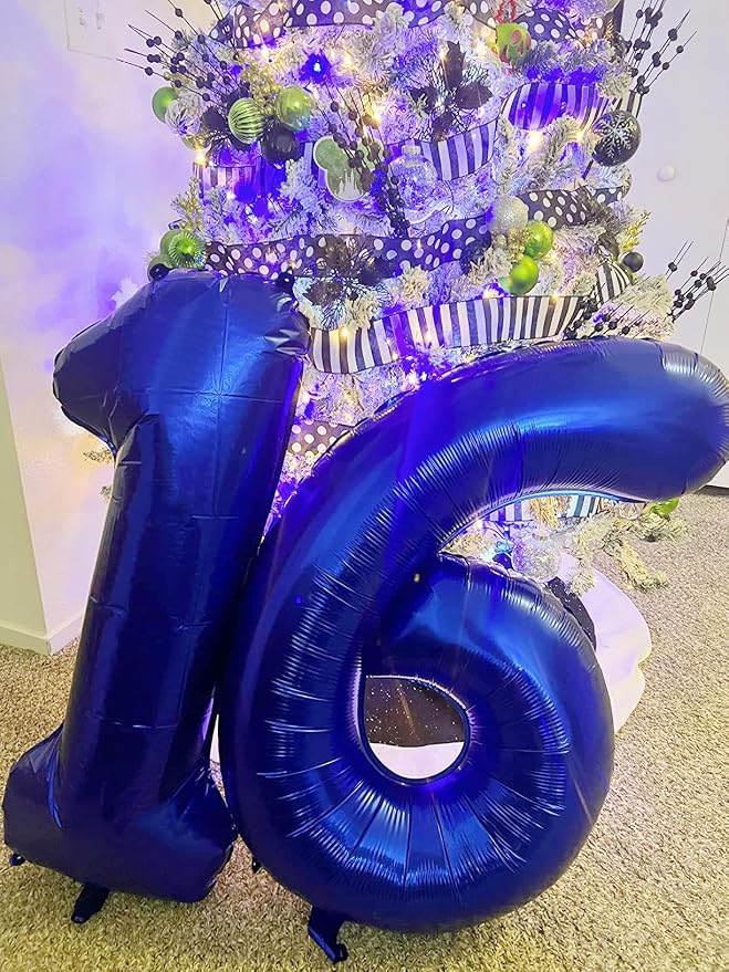 9 Balloon Numbers Party Decorations, 40In Dark Blue Balloons - Image 4