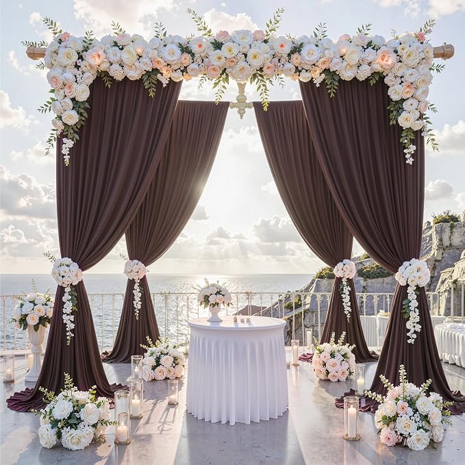 30 ft x 10 ft Wrinkle Free Brown Backdrop Curtain - Image 2