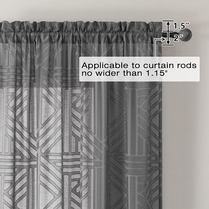 Simplebrand Grey Sheer Curtains 72 Inch Length 2 Panels - Image 4