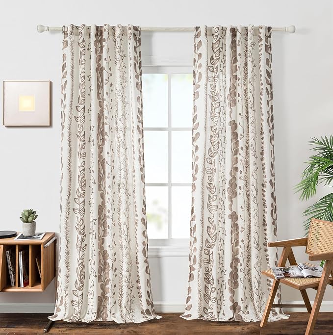 Boho Curtains for Bedroom Linen Style Boho Curtains 84 Inches Long 2 Panels - Image 2