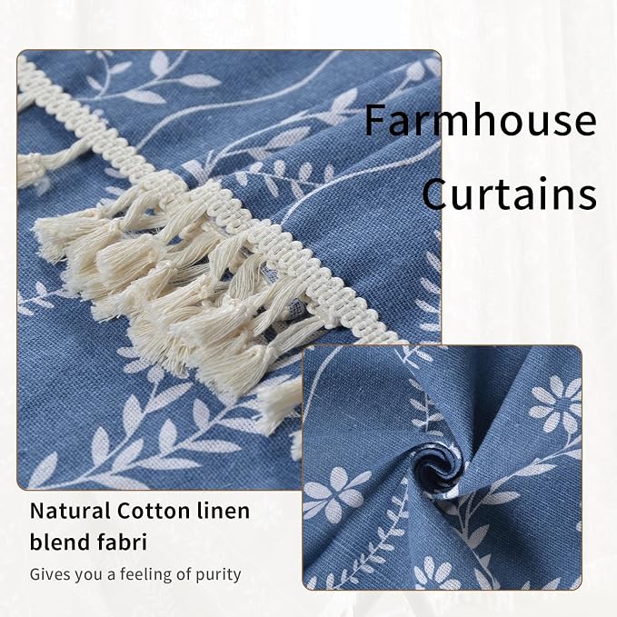 Schweek Navy Blue Boho Curtains 84 Inches Length 2 Panels - Image 5