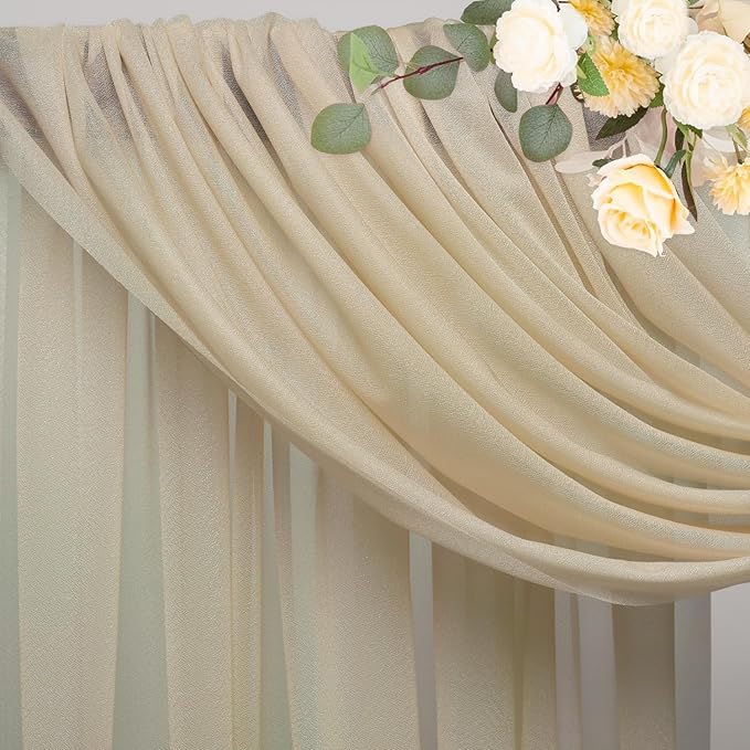 Wedding Arch Draping Fabric Backdrop Drapes 4 Panels, Champagne | 28.7"x20FT - Image 4