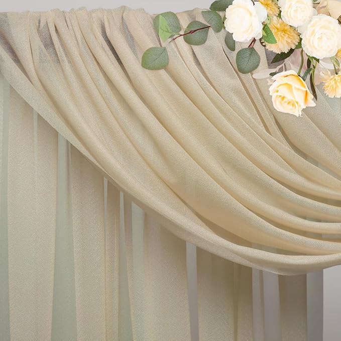 Wedding Arch Draping Fabric Backdrop Drapes 3 Panels, Champagne | 28.7"x20FT - Image 4
