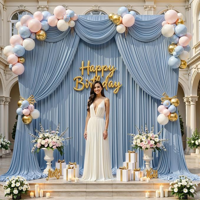 20ft×12ft Dusty Blue Backdrop Curtains - Image 3