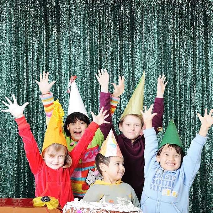 Sugargirl Dark Green Sequin Backdrop Curtain 6 Panels 2FTx8FT Glitter Dark - Image 3