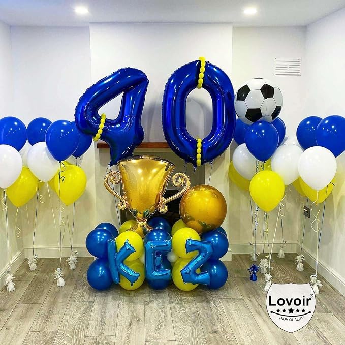 Navy Blue 60 Number Balloons, 40 Inch Giant Number 60 Balloons Foil Mylar - Image 5