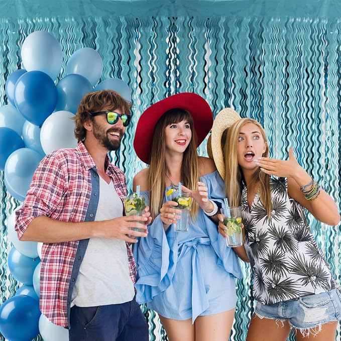 GOER 3.2 ft x 6.5 ft Metallic Tinsel Foil Fringe Curtains Party Photo Backdrop - Image 3