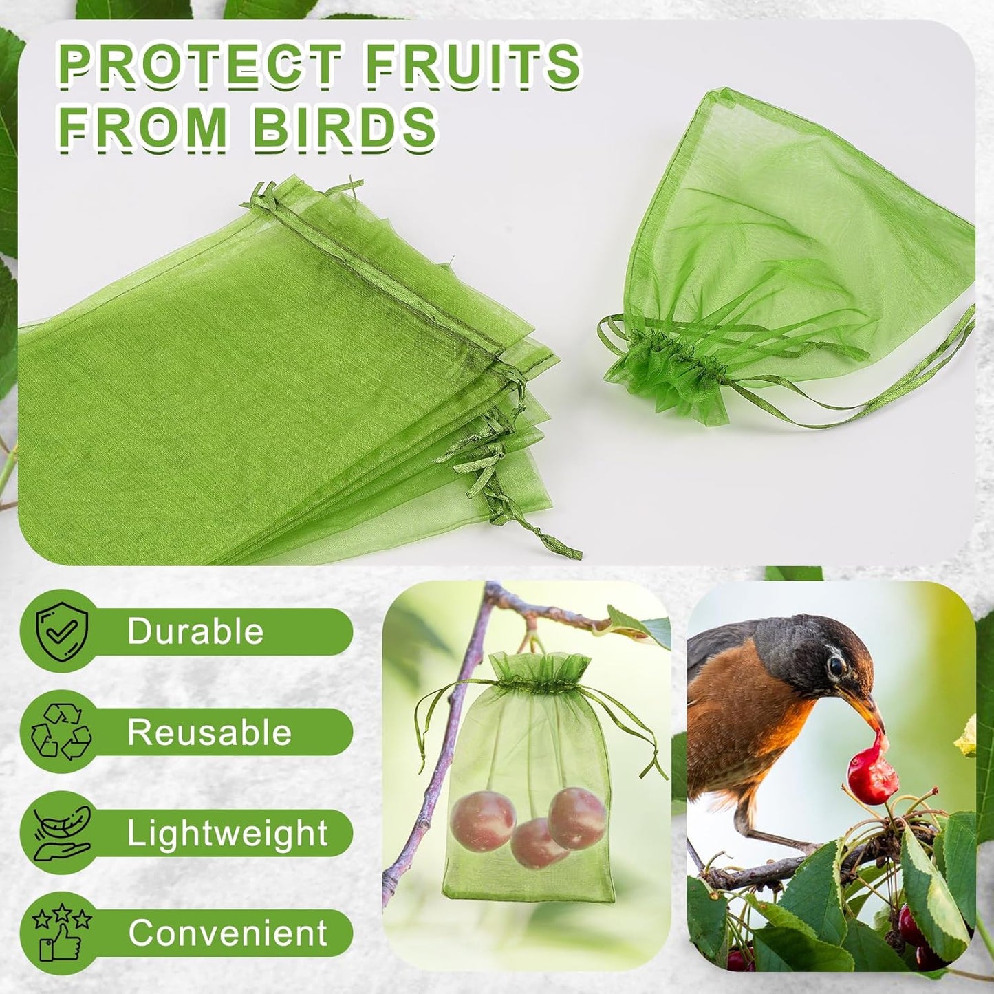 ANZNKU 100 Pack Green Organza Bags 4 x 6 inch Premium Sheer Drawstring Small Mesh Bags for Candy Jewelry Party Christmas Wedding Favor Gift Bag