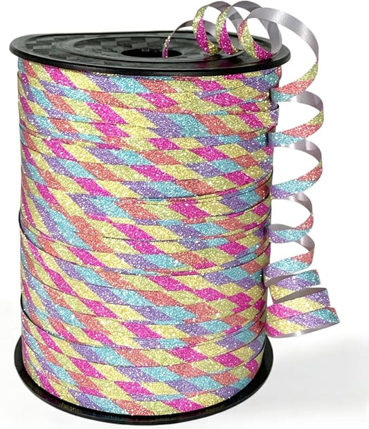 500 Yard Rainbow Balloon String Curling Ribbon, Glitter Birthday Ribbons | Bows by Winjeto