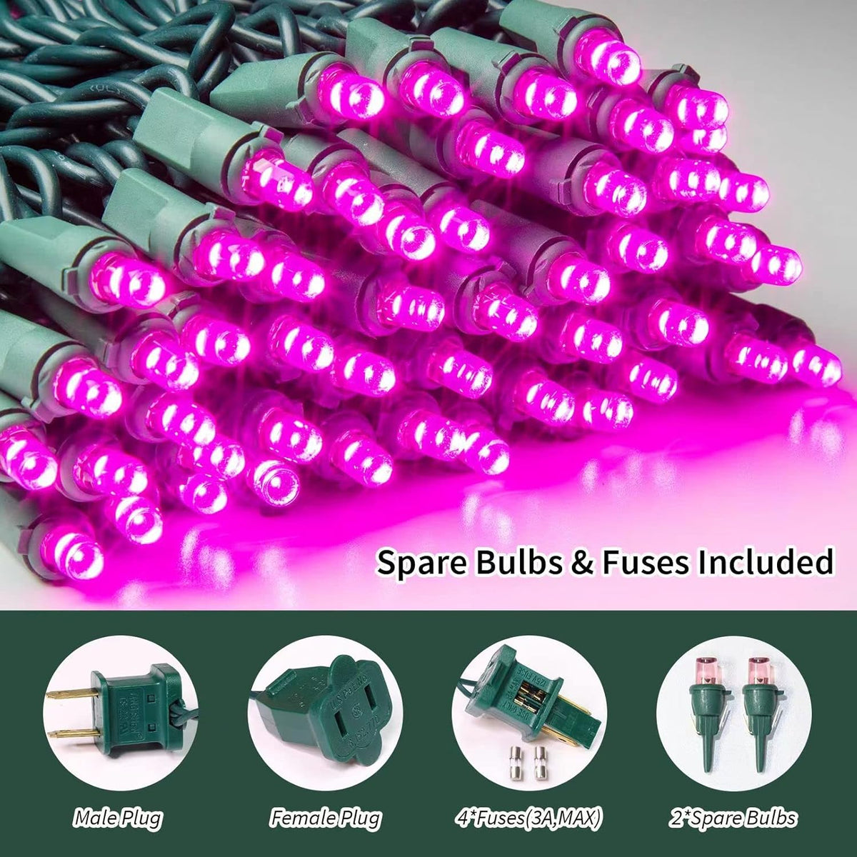 100 Count Pink - 21.6FT LED String Lights, Mini LED Lights for Indoor/Outdoor Home Holiday Party Wedding Independence Day Decoration