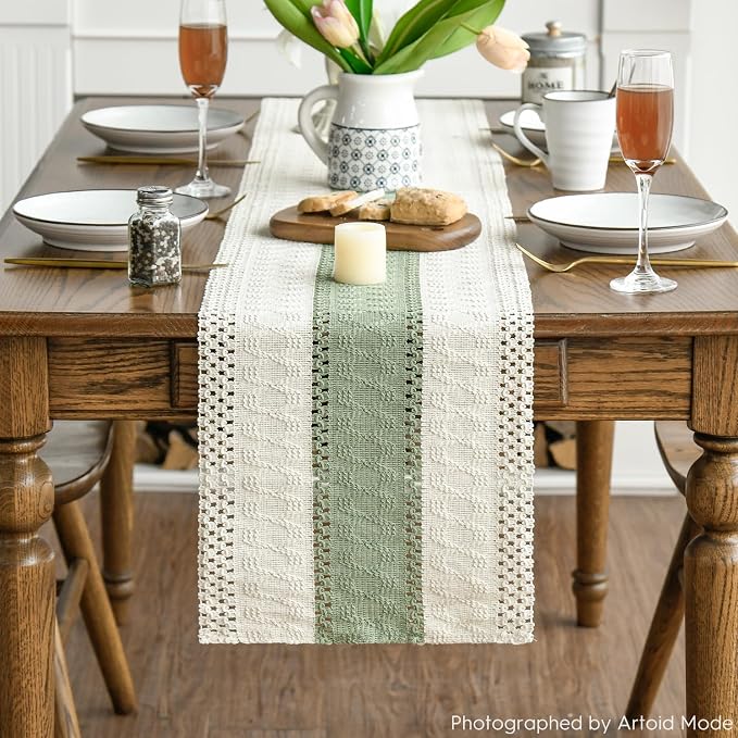 Artoid Mode Light Green Farmhouse Rustic Table Runner 12x90 Inch | Seasonal - Image 2