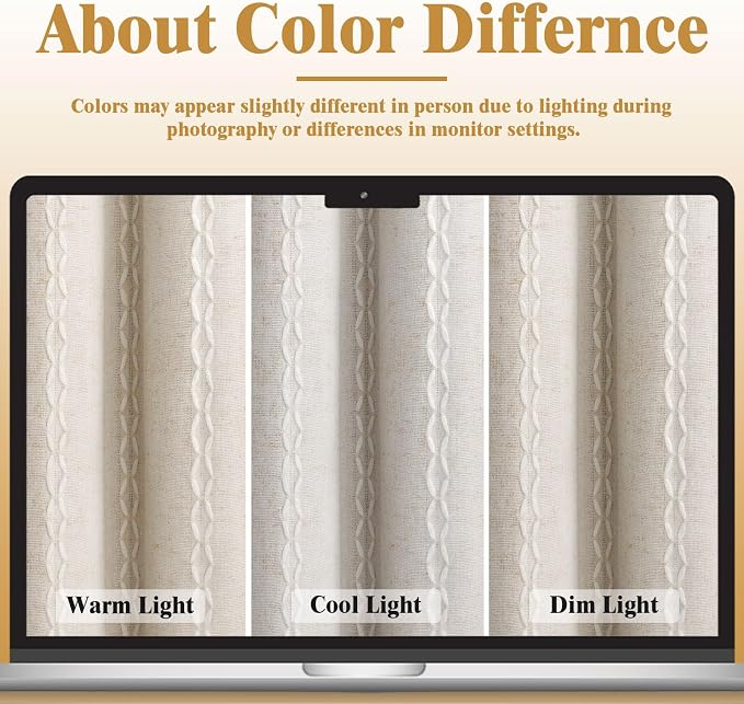 Ivory 100% Boho Blackout Curtains 84 Inch 2 Panels - Image 6