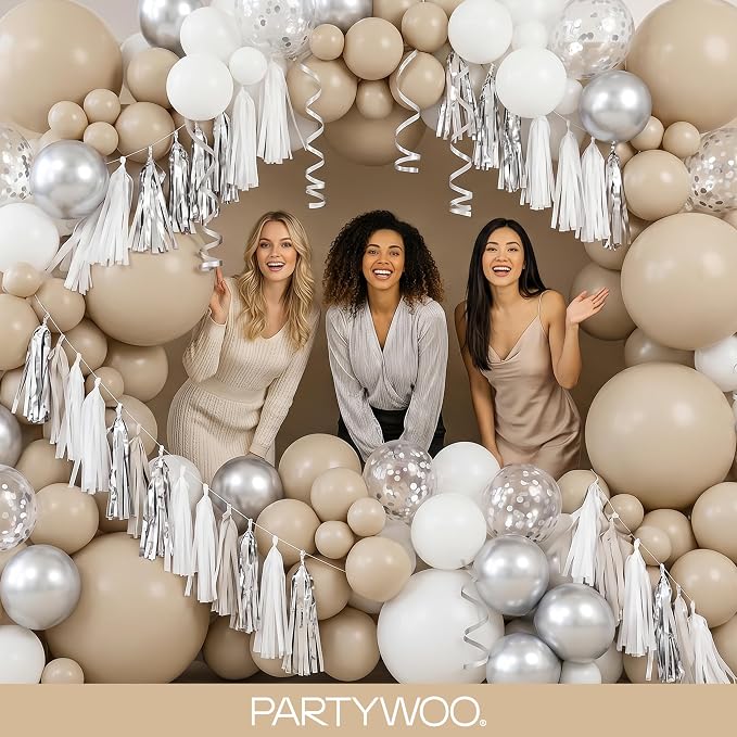 PartyWoo Cream Balloons 155 pcs Different Sizes of 18 12 10 5 Inch Beige Ivory - Image 5