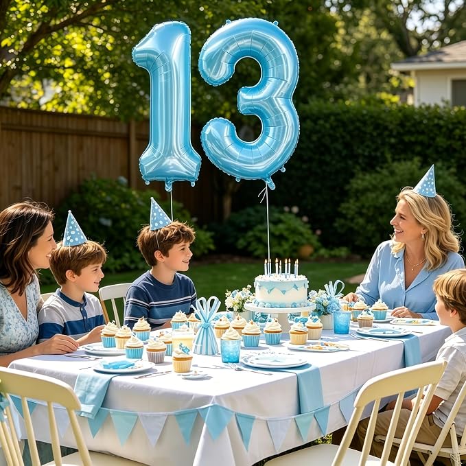Pastel Blue 12 Balloon Number, Light Blue 12 Balloons - Image 4