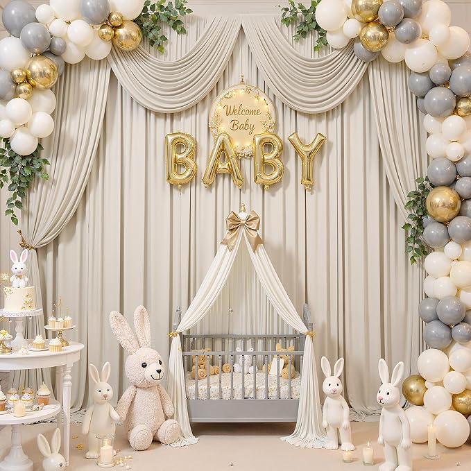 30×12ft Wrinkle Free Beige Backdrop Curtain - Image 5
