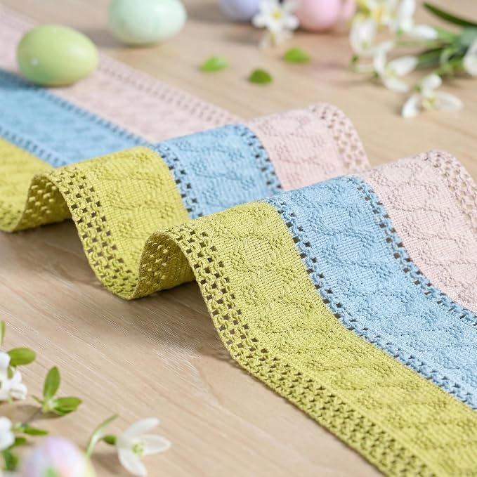Artoid Mode Yellow Blue Pink Farmhouse Rustic Table Runner 12x72 Inch | Holiday - Image 6