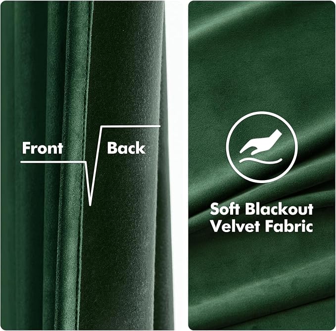 MIULEE Velvet Curtains Christmas Emerald Green 52 x 90 Inch Length Set of 2 | - Image 3