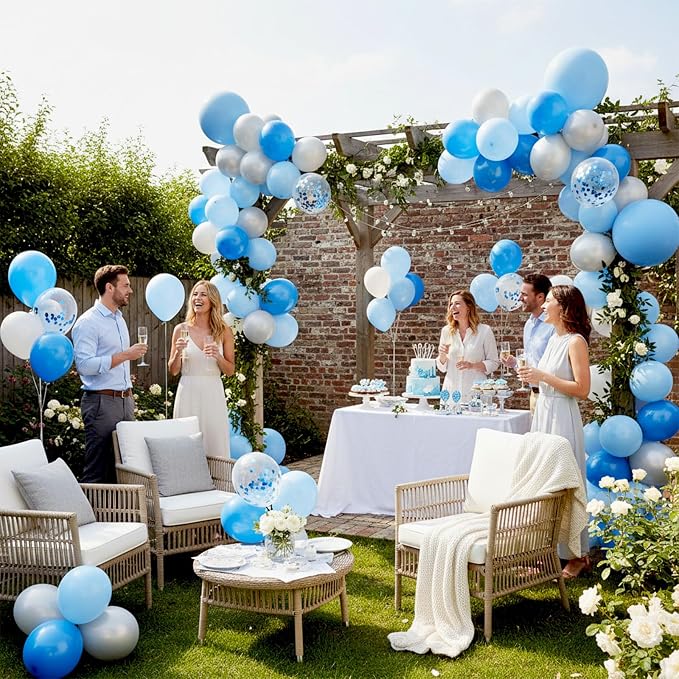 LovesTown Baby Blue and White Balloons, 12 Inch | Confetti balloons, soft color - Image 3