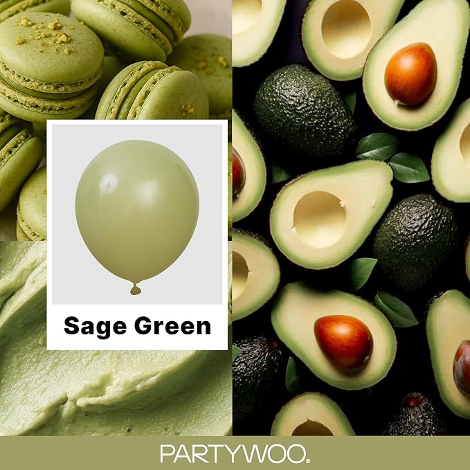 PartyWoo Sage Green Balloons 152pcs Olive Boho Green Color 18 12 10 5 Inch | 18 - Image 2