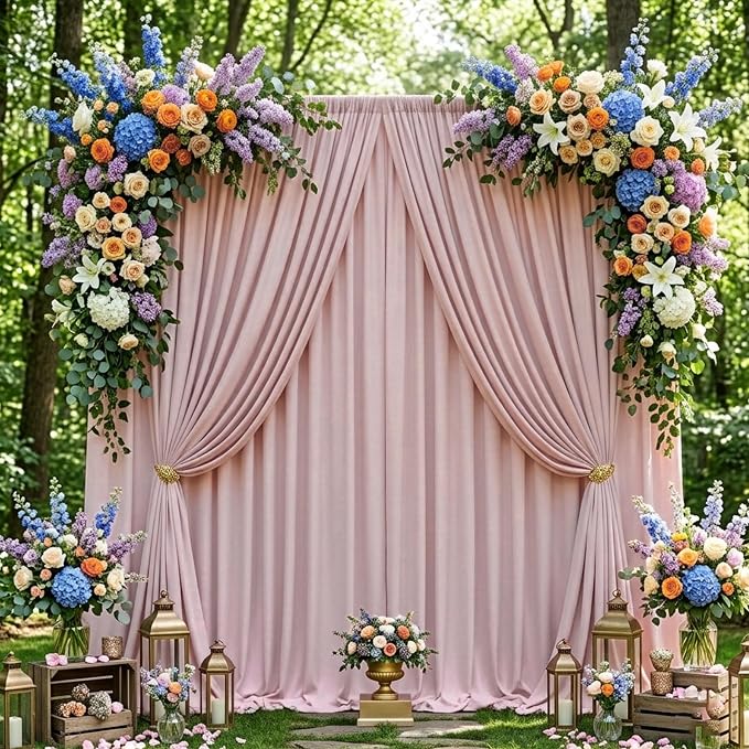 10ftx10ft Wrinkle Free Dusty Pink Backdrop Curtains - Image 3