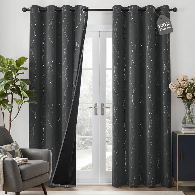 Deconovo 100% Blackout Living Room Curtains 63 Inches Long, Thermal Insulated - Image 7