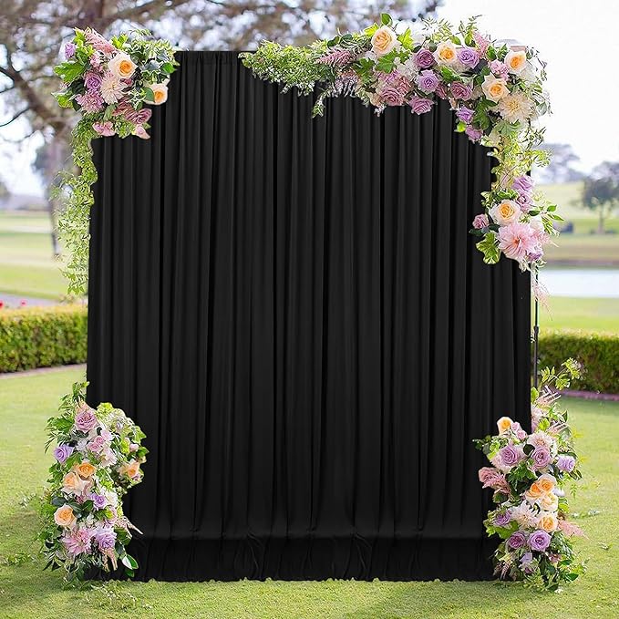 10ft x 7ft Black Backdrop Curtain by MEETSKY