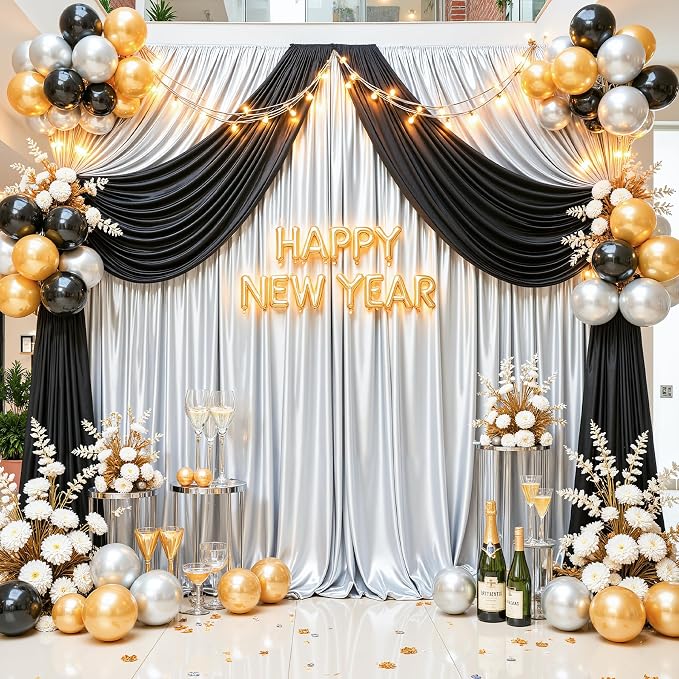 40x10ft Silver Glitter Backdrop Curtain - Image 5