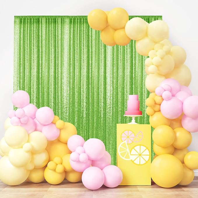 2×8FT-2PCS Green Sequin Backdrop Curtains Panels, Photography Backdrop Glitter - Image 3