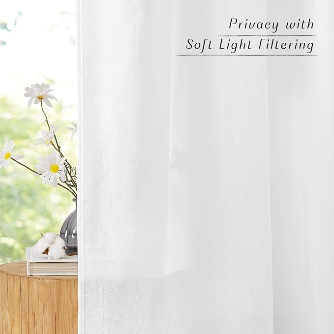 NICETOWN Thick White Linen Bedroom Curtains - Image 3