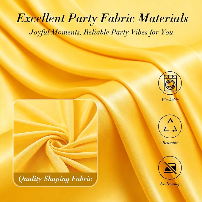 40 ft x 10 ft Wrinkle Free Yellow Backdrop Curtain - Image 7