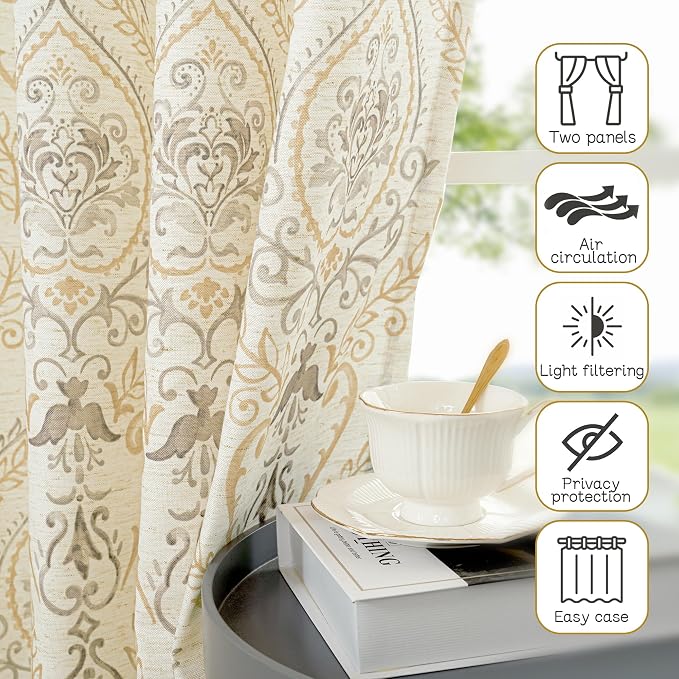 French Country Yellow Linen Curtains - Image 7