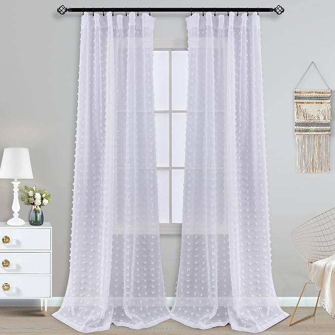 KOUFALL White Sheer Curtains 84 Inches Long - Image 7