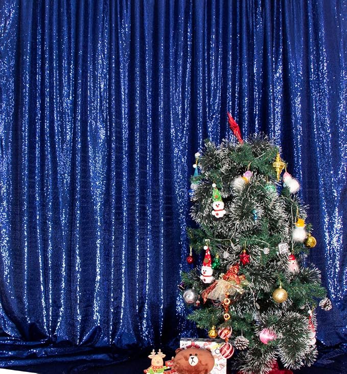 SquarePie 4x8ft Navy Blue Sequin Backdrop, High Density Non-Transparent Glitter - Image 9