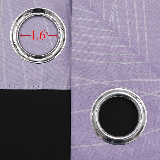 Lilac and Greyish White Room Darkening Blackout Curtains 84 Inches Long - Image 7